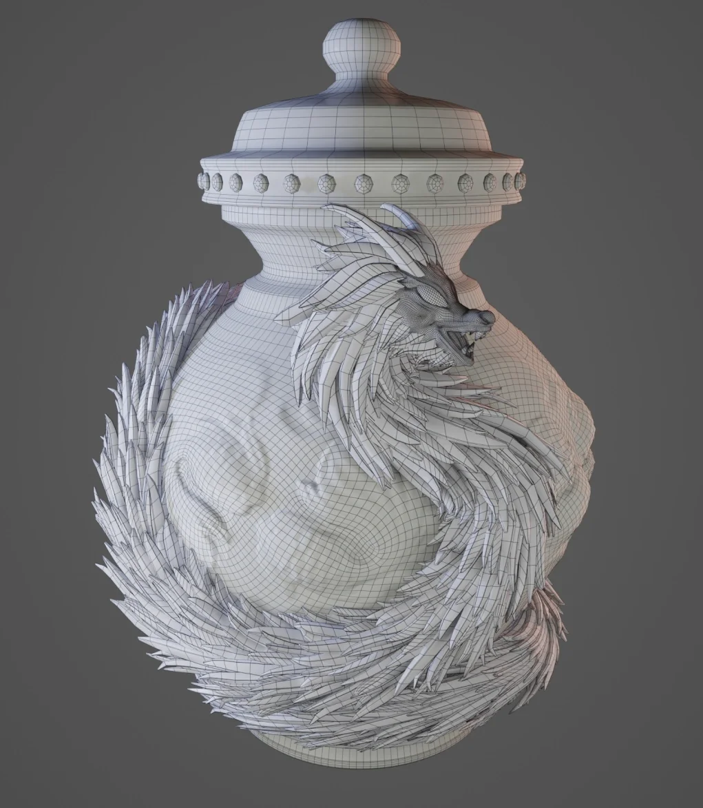 Dragon Vase — wireframe render