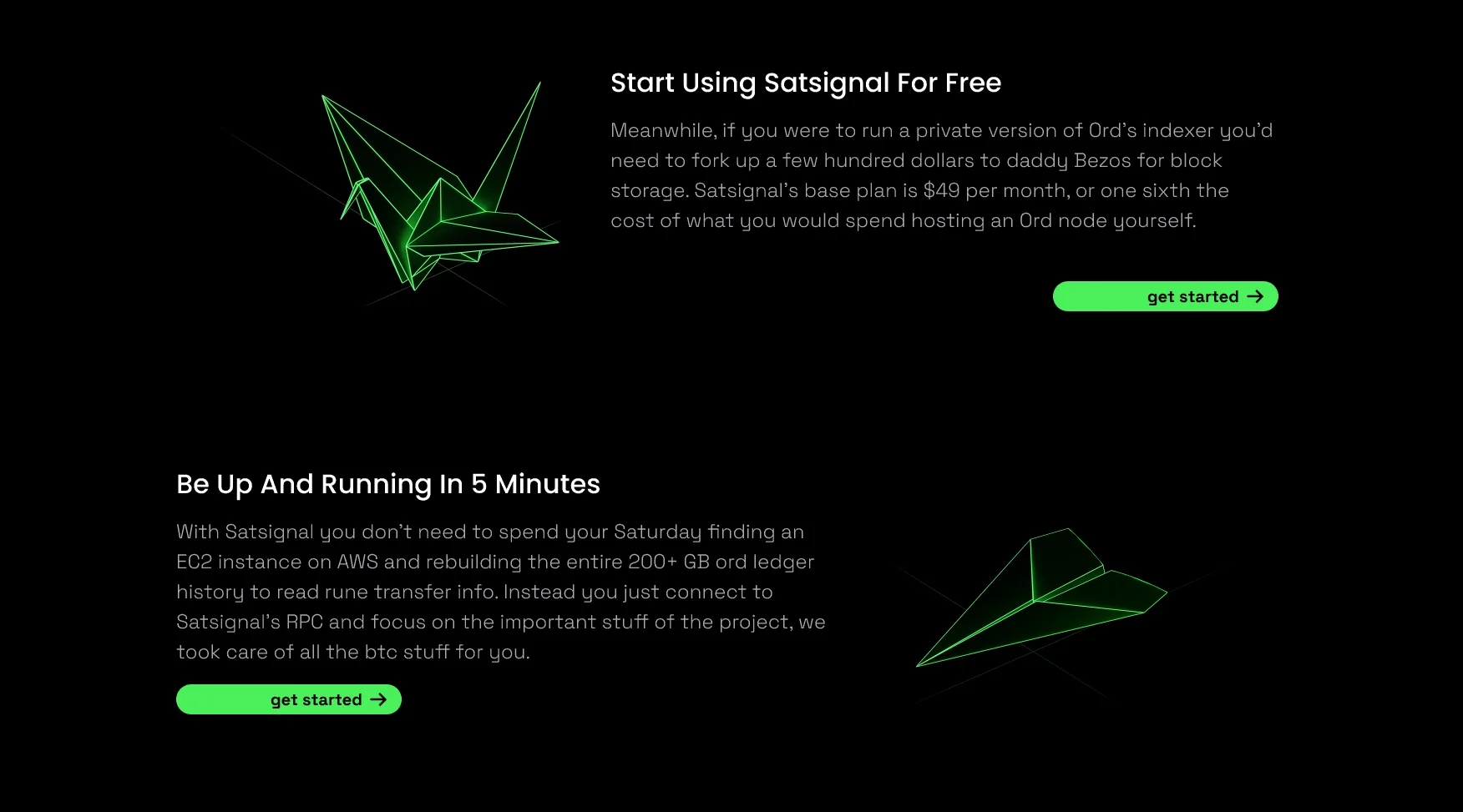 Satsignal — a satsignal features