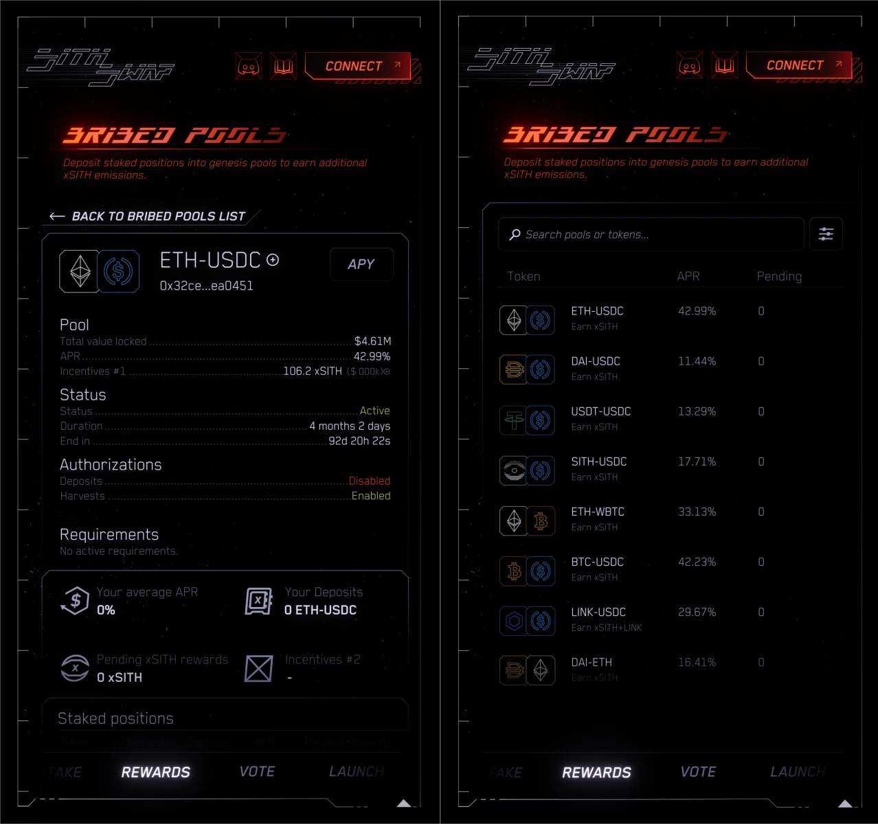Sithswap — Mobile Bribed Pools