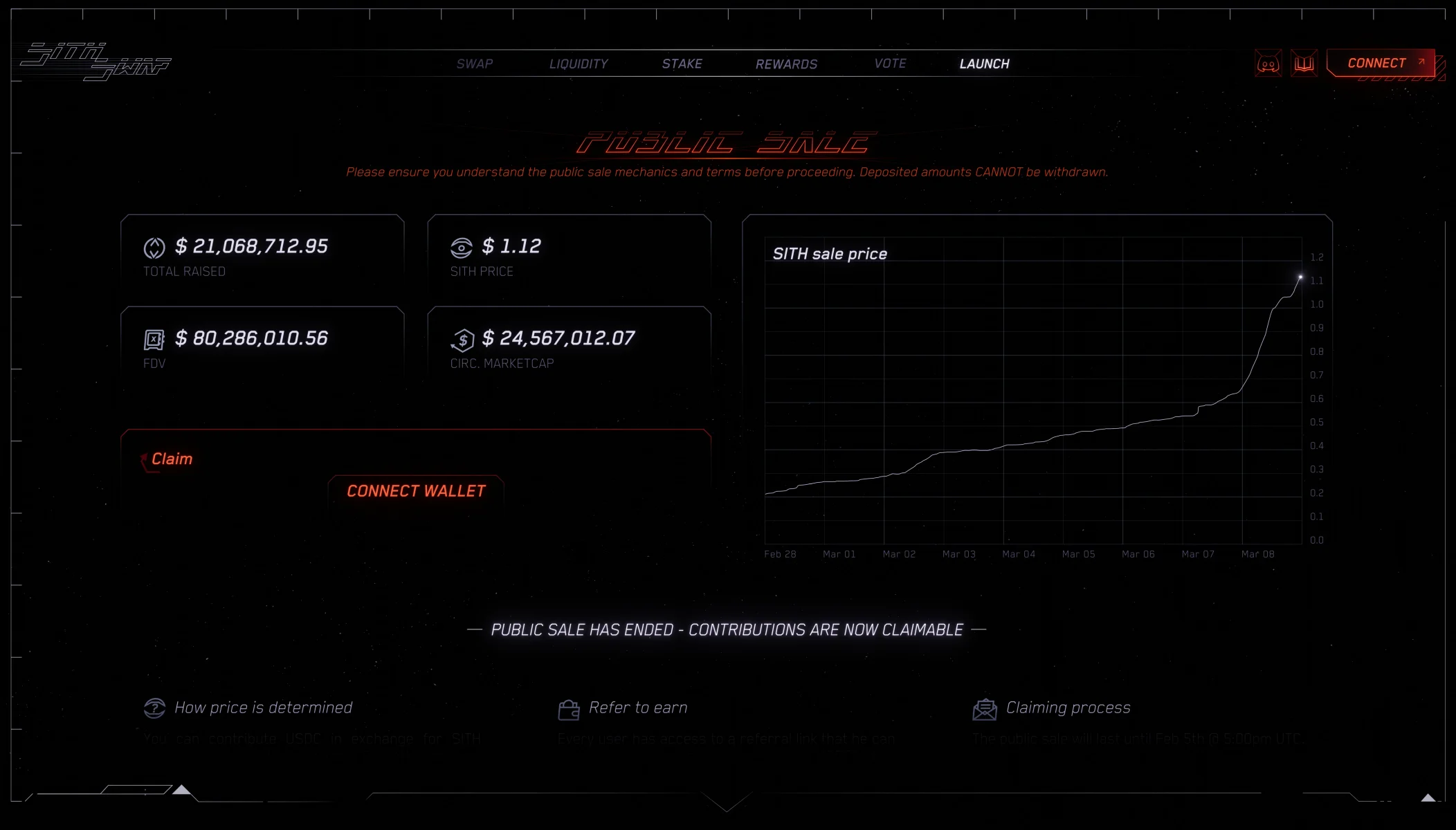 Sithswap — UI Public Sale p1 v1.0 no comments
