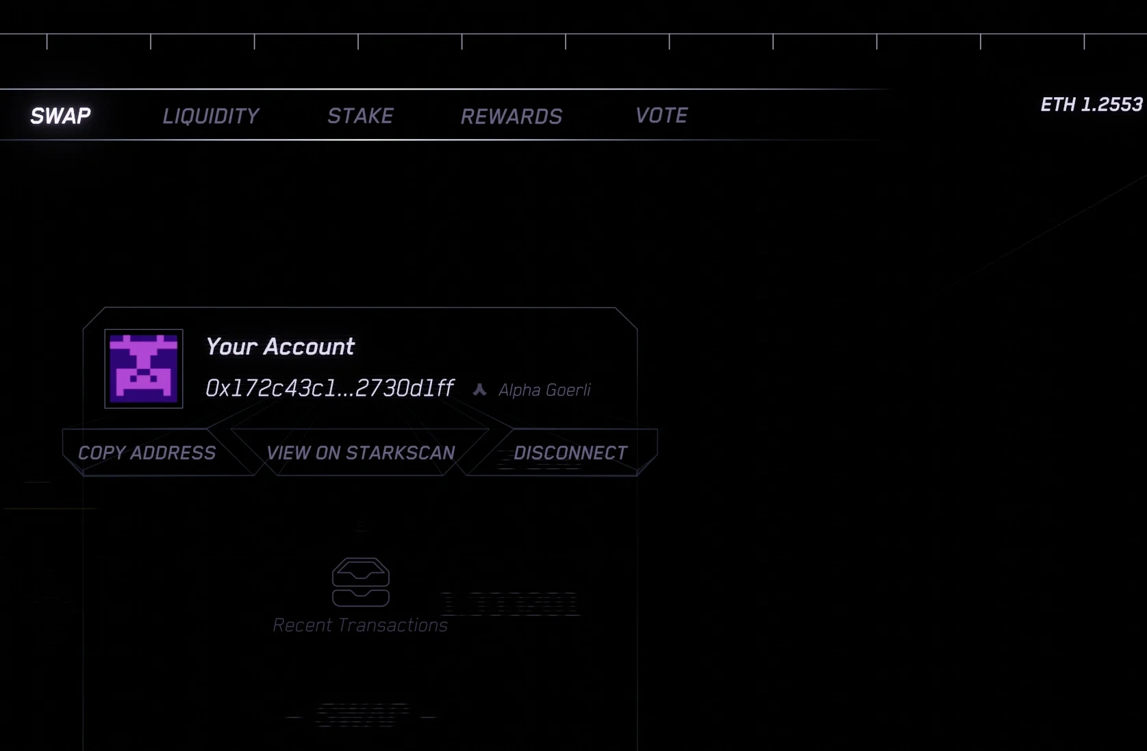 Sithswap — UI Wallet View 1.0